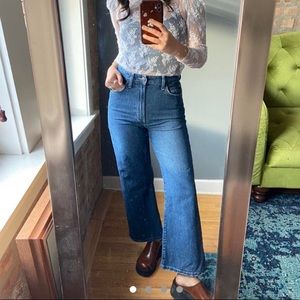 Lee Railroad Stripe Highwaist Crop Flare Denim Jeans